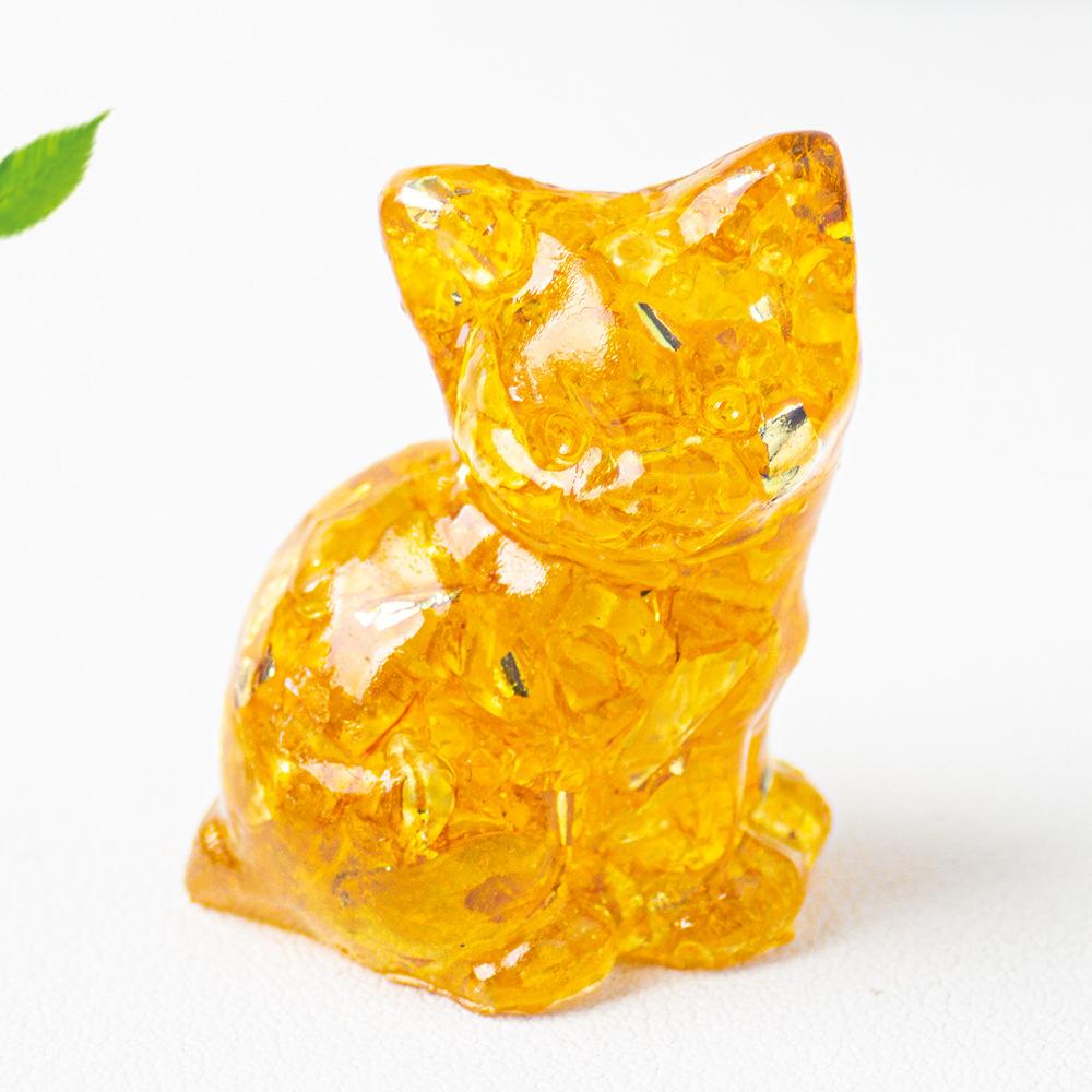 8-Pack Crystal Resin Standing Cat Ornaments Mixed Color Collectible Figurines Indoor Garden Spiritual Decor Holiday Gift DIY Jewelry