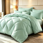 Diamond Pattern Quilt Bedding Set with Pillowcases 2/3 Piece – Soft Breathable Lightweight Comforter Twin Queen King 30+ Colors