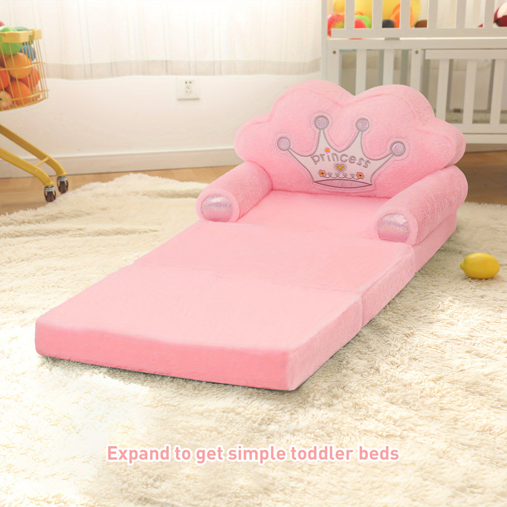 2-in-1 Kids Sofa Pillow Foldable with Soft Plush Memory Foam – Children's Washable Lounger Chair, Cozy Bedroom & Playroom Seat, Cute Birthday & Holiday Gift for Boys and Girls