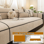 Chenille Sofa Seat Cover Non-Slip Pet Friendly Machine Washable All Season - Sofa Cushion Cover with Lace Belt for 1 2 3 4 Seater Armrest Backrest 3 Colors