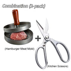 Non-Stick Burger Press Patty Maker & Heavy-Duty Kitchen Shears Set – Round Hamburger Mold for Beef, Chicken, Fish & Poultry – Professional Kitchen Tools for Grilling, BBQ & Cooking