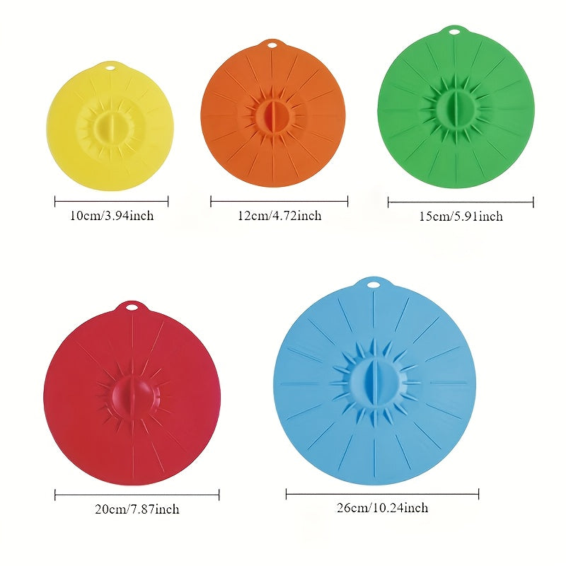 7-Pack Silicone Lids with 5 Sizes – Reusable Microwave Splatter Cover for Bowls, Cups, Pots & Pans | Heat Resistant, Dishwasher Safe, BPA Free