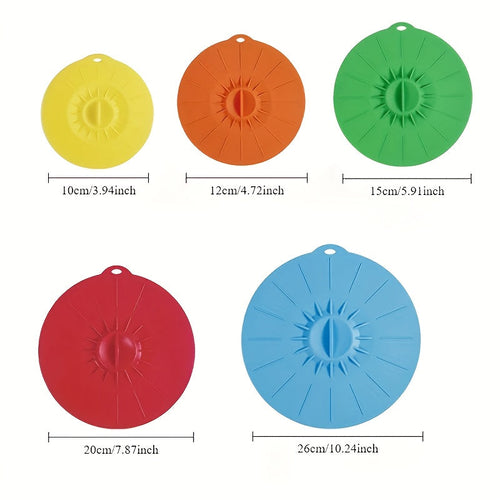 7-Pack Silicone Lids with 5 Sizes – Reusable Microwave Splatter Cover for Bowls, Cups, Pots & Pans | Heat Resistant, Dishwasher Safe, BPA Free