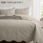 Luxury Quilted Bedspread Set 3 Piece Floral Coverlet with Pillow Shams Breathable Lightweight All Season - Twin Queen King California King 16 Colors