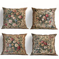 Vintage Floral Pillow Covers Set of 4 | Soft Decorative 18x18 Inch Cushion Cases with Zipper for Living Room Bedroom Porch Patio Office — Classic Botanical Print
