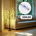 Willow Tree Floor Lamp LED Lighted Artificial Weeping Willow USB Powered Warm White Indoor Tree Light for Home Bedroom Living Room Mother's Day Decor