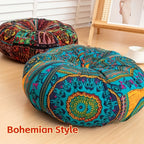 Boho Round Floor Cushion Pillow Thick Filling - Bohemian Decorative Accent Pillow for Sofa Living Room Bedroom, 6 Colors, 2 Sizes