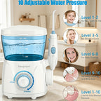 Water Flosser for Teeth & Braces – 8 Jet Tips, 10 Pressure Settings, 20oz Large Tank Oral Irrigator for Family Deep Cleaning & Braces Care