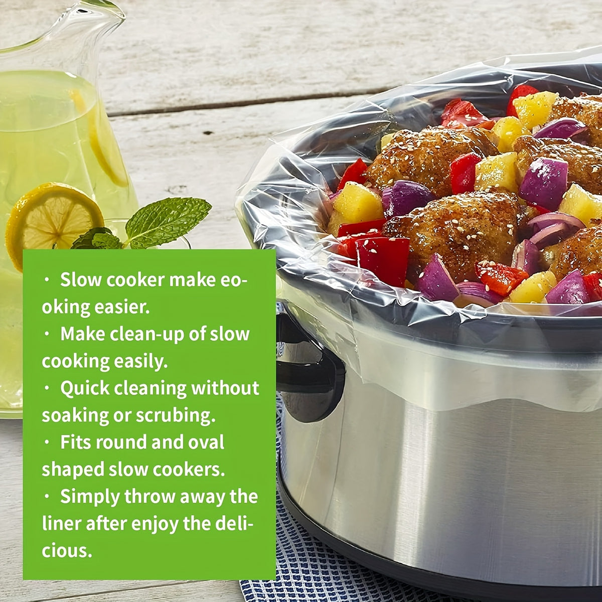 Slow Cooker Liners 40 Pack 13x21 Inch Disposable Pot Liners Fit 3-8 Quart Oval and Round Slow Cookers BPA-Free Heat Resistant to 375F Easy Cleanup