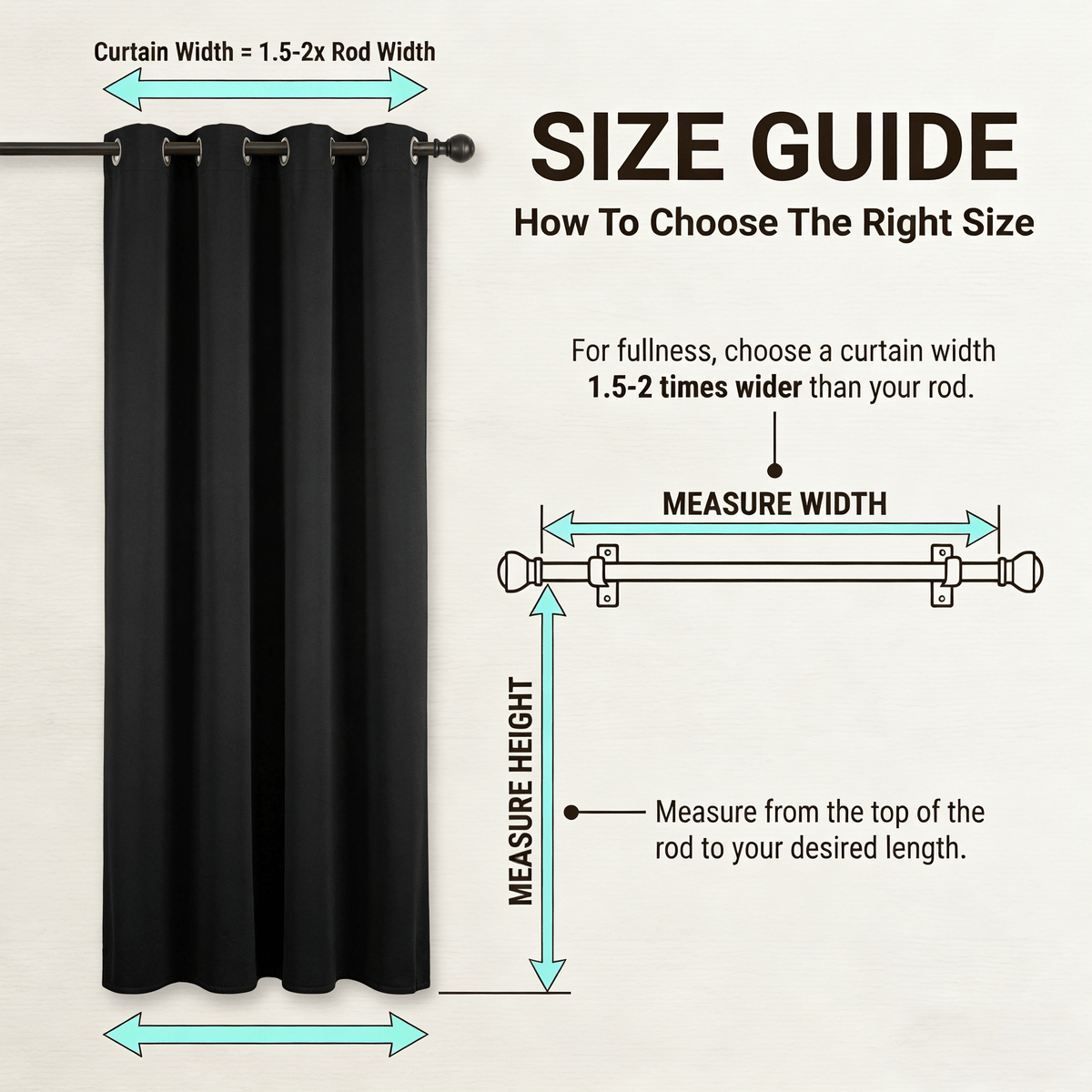 Blackout Curtains 4-Panel Grommet Top 100% Room Darkening Thermal Insulated Drapes | Noise Reducing Light Blocking Window Curtains for Bedroom Living Room, Black Gray Wine Red Dark Green