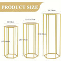 3-Piece Gold Hexagon Cake Stand Set – Metal Cylinder Pedestal Stands for Wedding, Party, Flower Vase & Living Room Decor