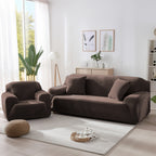 Velvet Stretch Sofa Cover Slipcover – Thick High-Elasticity Plush Couch Cover for L-Shape 1 2 3 4 Seater, Polyester Spandex Furniture Protector with Pillowcase for Living Room