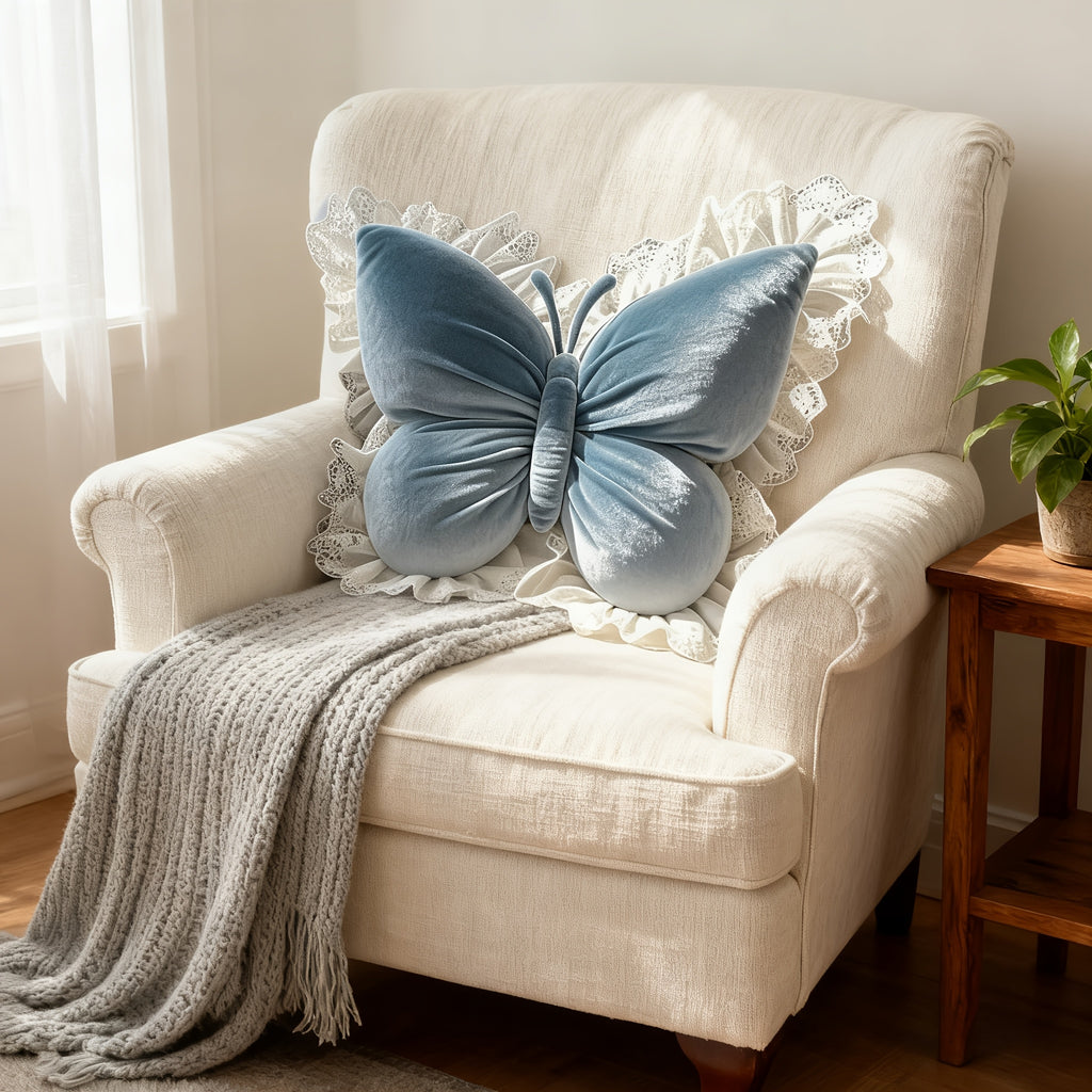 Butterfly Shaped Throw Pillow Cute Decorative Bow Pillow for Bed Sofa – Soft 3D Accent Pillow for Girls Bedroom Home Decor