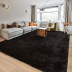 Black Fluffy Shag Area Rug Thick Soft Fuzzy Bedroom Rug Living Room Carpet 4x6 5x8 6x9 8x10 Ft Cute Room Decor