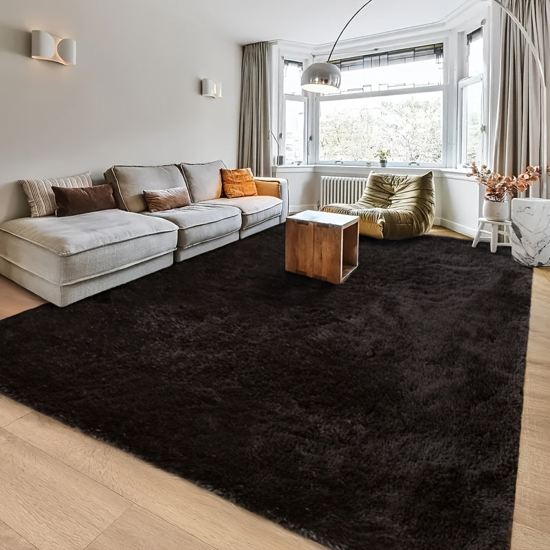 Black Fluffy Shag Area Rug Thick Soft Fuzzy Bedroom Rug Living Room Carpet 4x6 5x8 6x9 8x10 Ft Cute Room Decor