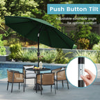 Large Patio Umbrella 9ft / 10ft, Outdoor Market Umbrella with Manual Crank & Tilt, Metal Frame, Polyester Canopy, Table or Freestanding Use, 5 Colors — Beige, Red, Dark Blue, Light Blue, Dark Green