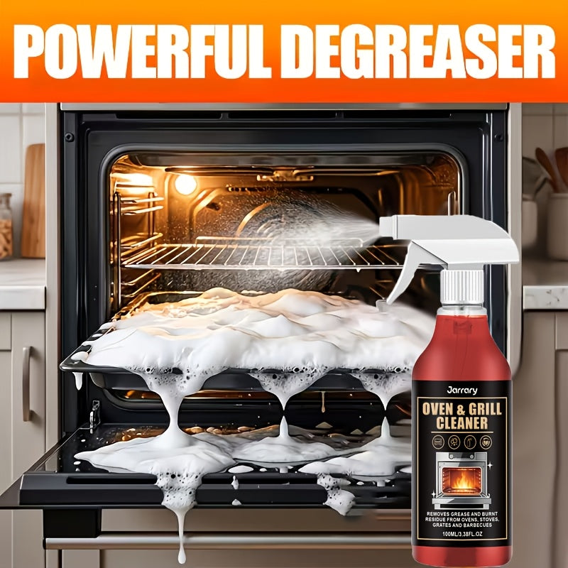 Stove & Oven Foam Cleaner Spray 3.38oz, Multi-Purpose Citric Acid Formula Removes Kitchen Grease & Stains, Deodorizing Non-Toxic Unscented Cleaner for Stoves, Ovens & Stainless Steel Appliances