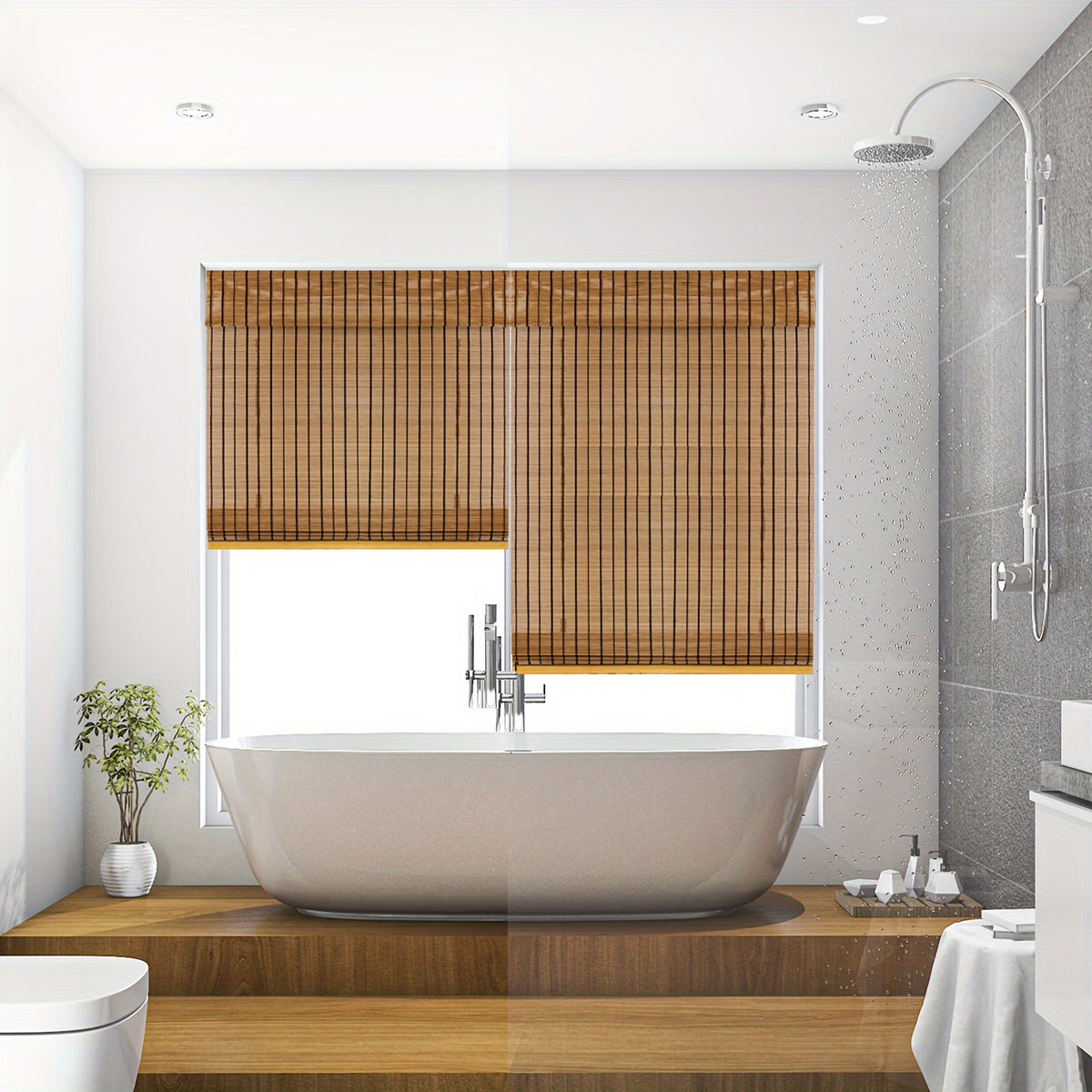 Bamboo Roman Shade – Light Filtering, Adjustable Lift System, Easy Install | Living Room & Home Decor | 13 Sizes | Nuvia Haven