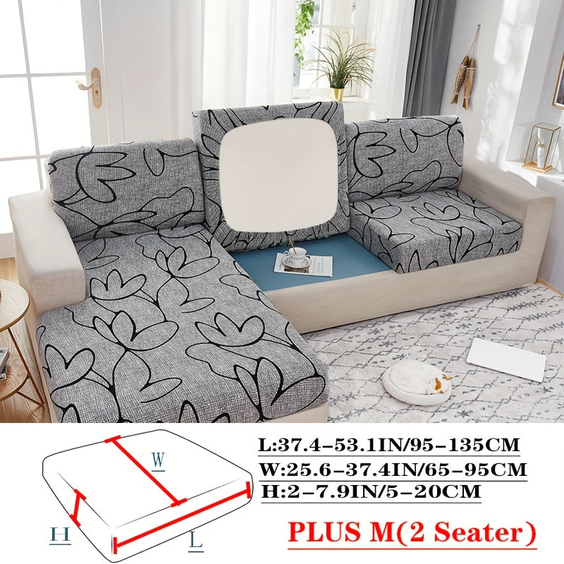 Floral Pattern Sofa Cover Breathable Soft Machine Washable All Season Light Grey Fits 1 to 4 Seater Chaise Longue and Backrest Options