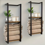 2-Tier Wall-Mounted Metal Towel Rack Double Layer, Modern Space-Saving Bathroom Towel Holder for Bathroom, Bedroom & Kitchen – 1 or 2 Pack
