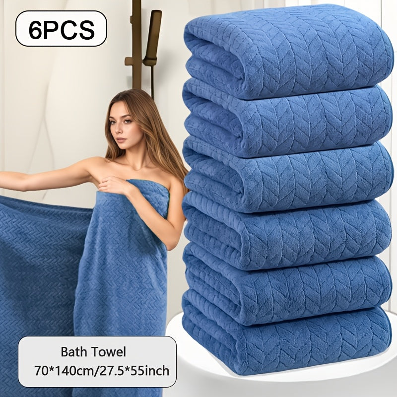 Oversized Striped Bath Towel Set – Absorbent Quick-Dry Adult Bath Towels for Spa, Hotel & Home | Available as Single or 6-Piece Set | Multiple Colors