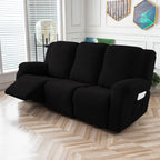 5-Piece Recliner Sofa Cover Set – Washable Furniture Protector with Elastic Bottom for 3-Seat Reclining Couch | Chocolate, Black, Grey, Beige