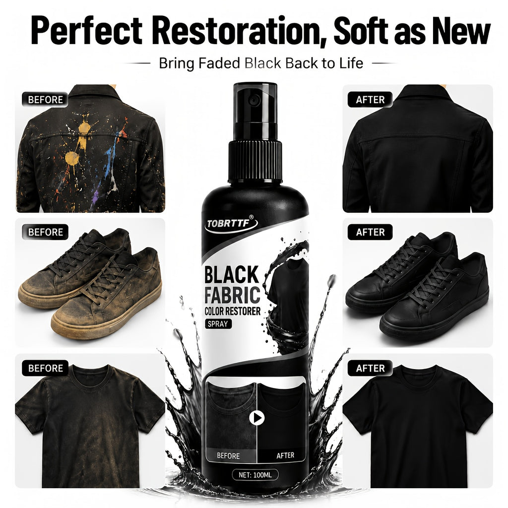 Black Fabric Color Correction Spray 3.38oz – Permanent Fade Repair Dye for Clothes, Jeans, Leather & Apparel