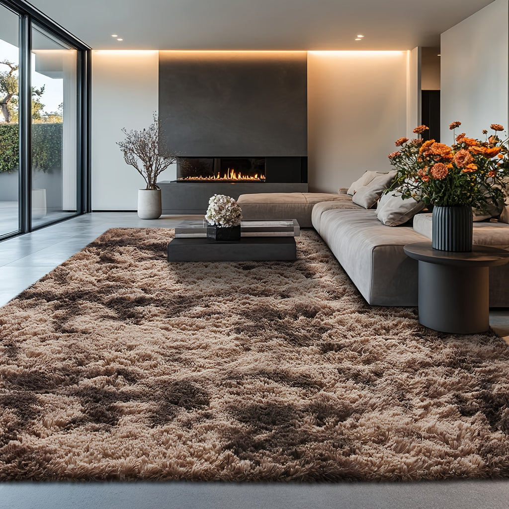 Velvet Shag Area Rug with Non-Slip Backing – Super Soft Plush Indoor Carpet for Living Room, Bedroom & Kitchen, Tie-Dye & Solid Colors, 5 Sizes