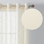 Linen Textured Semi-Sheer Grommet Curtains – Light Filtering Farmhouse Panels | Set of 2