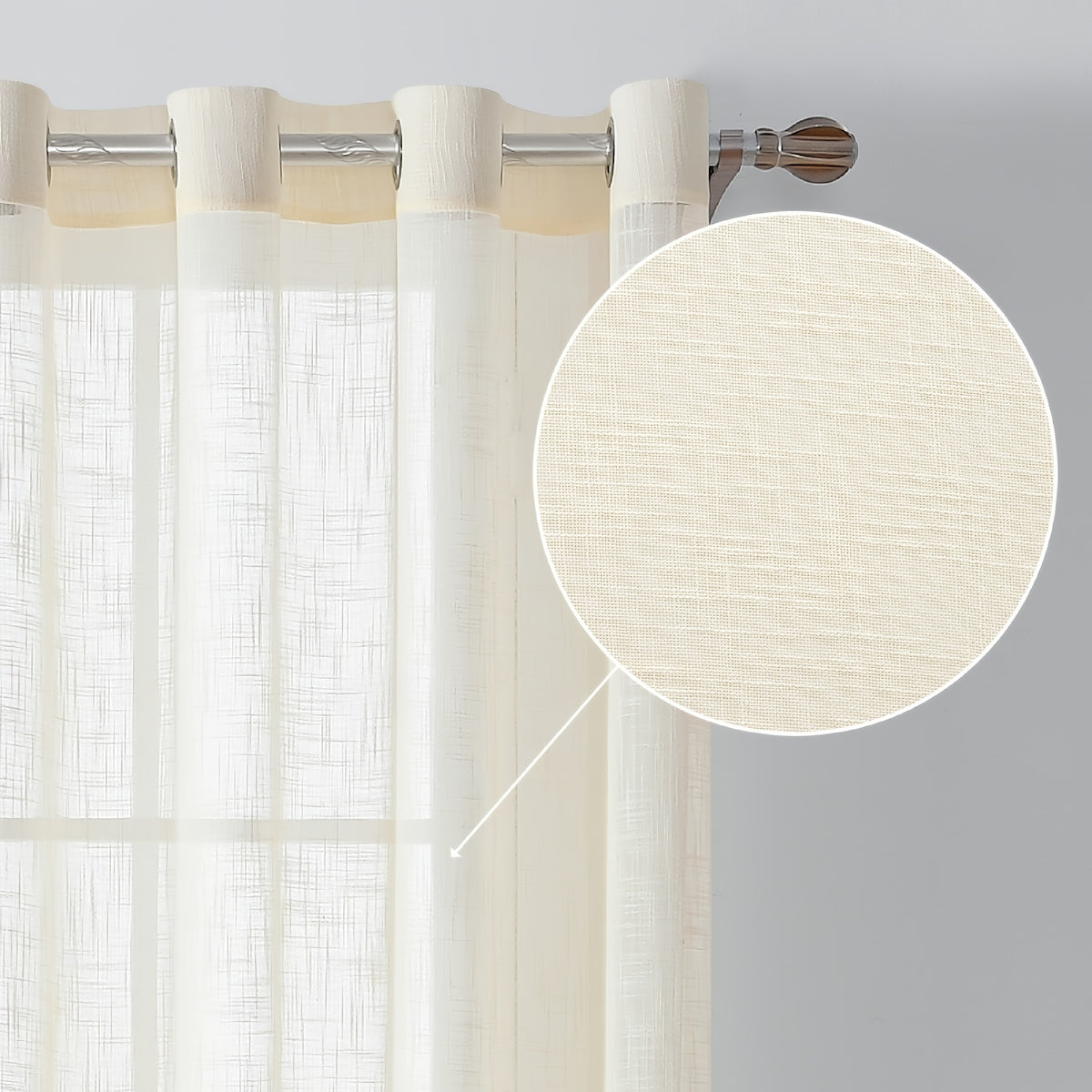 Linen Textured Semi-Sheer Grommet Curtains – Light Filtering Farmhouse Panels | Set of 2