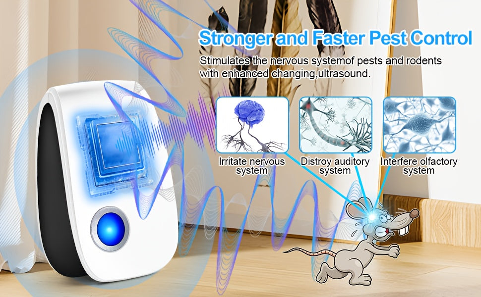 Ultrasonic Pest Control Device 2026 Upgraded Plug-In Repeller for Mosquitoes Mice Cockroaches Ants Spiders Fleas Chemical-Free Indoor Pest Repellent for Home Kitchen Office 4 6 8 Pack