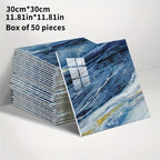 3D Marble Peel and Stick Wall Tiles 20/50pcs, Self-Adhesive Foam Wall Panels & Wall Stickers for Bathroom, Kitchen, Living Room & Bedroom Renovation, Easy to Cut & Clean, Grey Marble, Not Real Tile