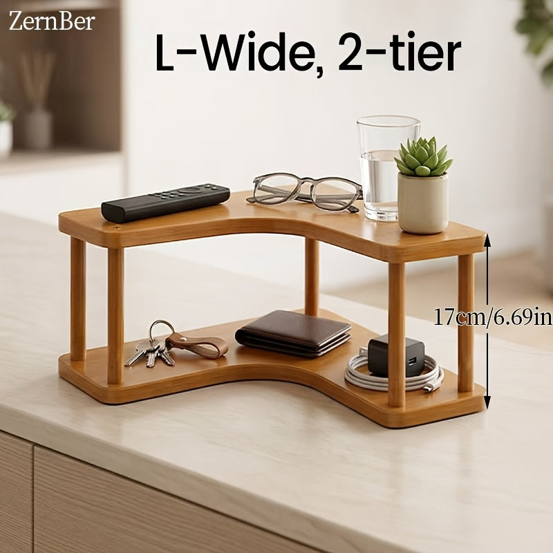Corner Shelf Countertop Organizer, Triangular Multi-Tier Kitchen Storage Rack for Coffee Accessories, Cups, Spices & Kitchen Essentials, Space-Saving Corner Stand for Counter, Bathroom & Office