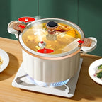 Cast Iron Enamel Dutch Oven 2.64 Gallon with Locking Lid Non-Stick Heavy Duty Soup Pot for Meal Prep - White & Blue