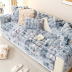 Faux Lamb Fluffy Sofa Cover Modern Gradient – Thick Plush Pet-Friendly Polyester Sofa Protector, Machine Washable 450-500g Fabric for Single, Double, Triple & Combination Sofas