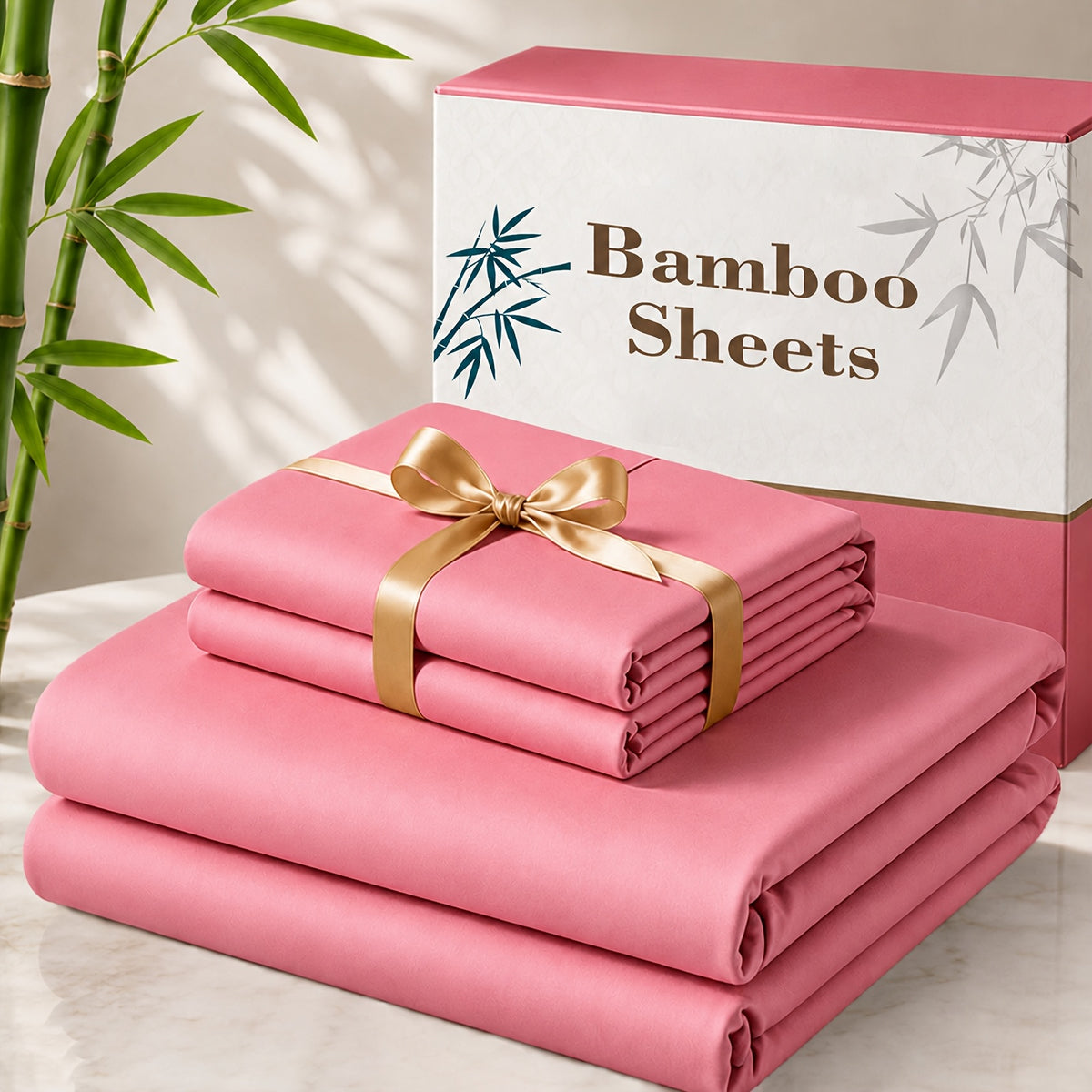 Cooling Bamboo Bed Sheet Set 3 4 Piece 3000TC - Extra Deep Pocket 20 Inch Soft Hotel Quality Wrinkle Resistant Twin Full Queen King Hot Sleepers