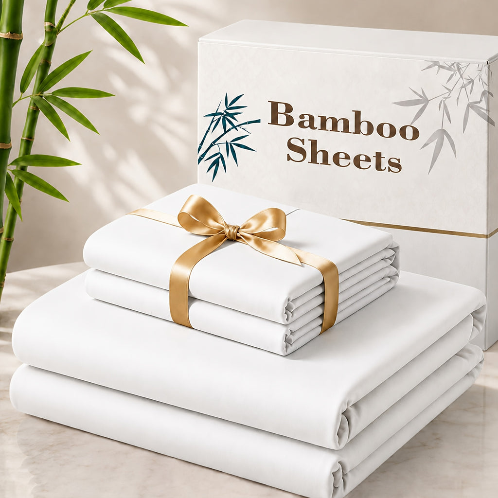 Cooling Bamboo Bed Sheet Set 3 4 Piece 3000TC - Extra Deep Pocket 20 Inch Soft Hotel Quality Wrinkle Resistant Twin Full Queen King Hot Sleepers