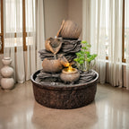 Three-Tier Tree Shaped Desktop Fountain – Flowing Water Feature Ornament for Office, Home & Living Room | Tabletop Zen Waterfall Decor | Art & Leisure Style Boss Desk Decoration Gift