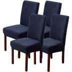 Stretch Jacquard Dining Chair Covers 4/6 Pack – Polar Fleece Slipcovers with Elastic Band, Removable Washable Chair Protector for Dining Room Kitchen Hotel Restaurant Home Decor