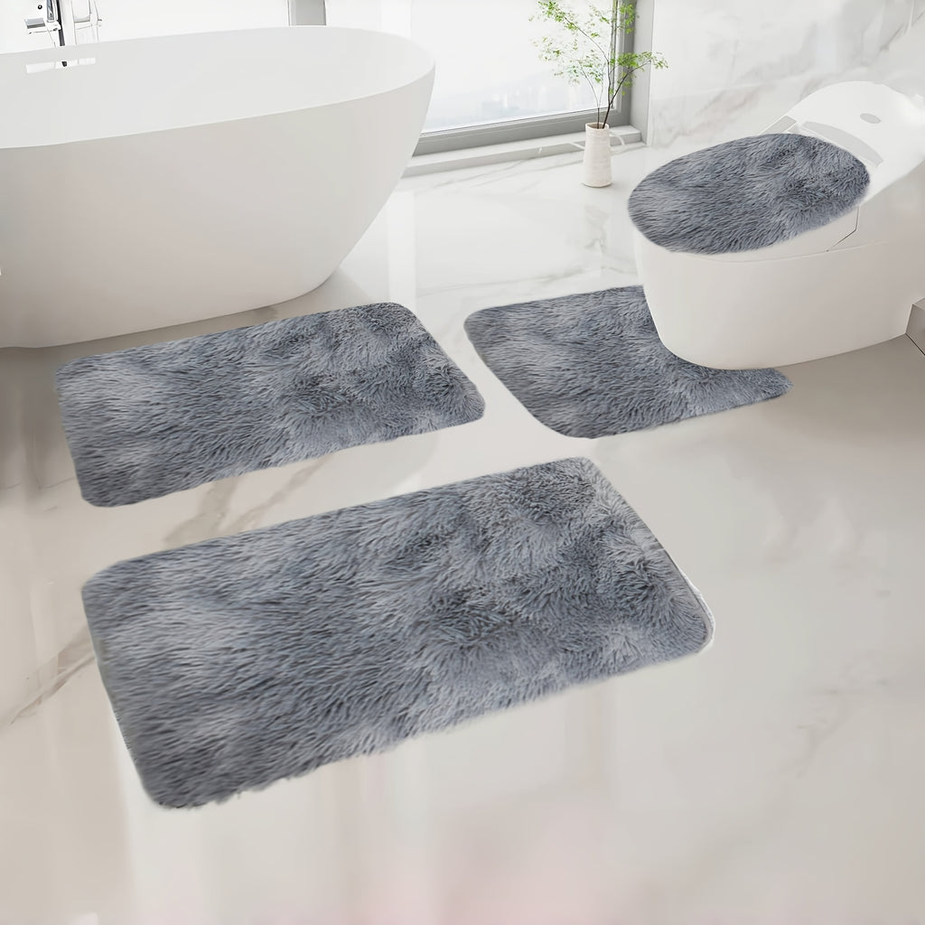 Plush Bath Rugs Set 1-6 Pieces, Multi-Color Microfiber Non-Slip Bathroom Mats – Soft Water Absorbent Thick Machine Washable Toilet Mats for Bathroom, Tub & Shower