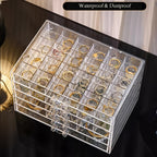 Jewelry Organizer Box Acrylic Clear with 5 Drawers & 120 Compartments, Transparent Earring Storage Box Ring Holder Display Stand for Women, Earring Organizer Jewelry Box