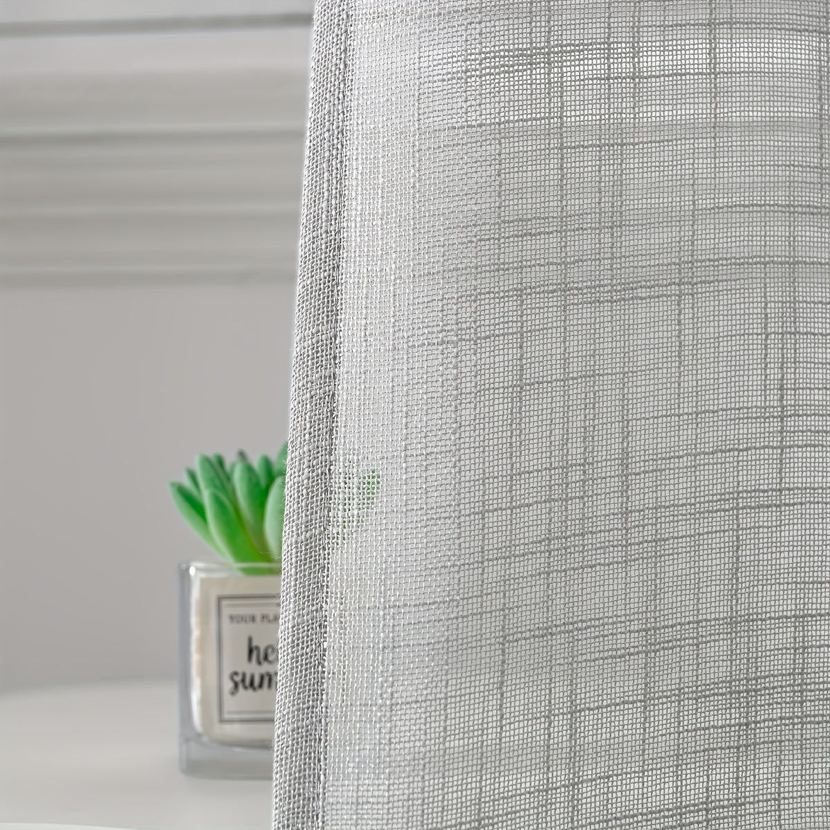 Linen Textured Semi-Sheer Grommet Curtains – Light Filtering Farmhouse Panels | Set of 2
