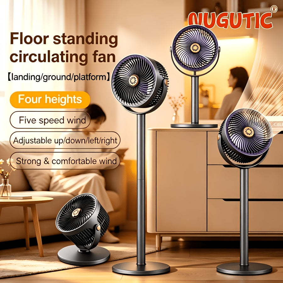 5-in-1 RV Ventilation USB Fan 4000mAh 5 Speed Settings Dual Head Type-C & USB Charging Port for Indoor Outdoor Bedroom Office Camping RV Personal Cooling