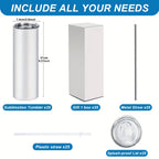 20oz Sublimation Tumbler Blanks with Lids & Straws – Stainless Steel Double Wall Insulated, White Gift Box, Bulk 8/10/25/50 Pack for Heat Press & DIY Gifts