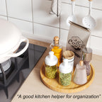 Lazy Susan Organizer Spinning Spice Rack Wooden Turntable Non-Slip for Kitchen Cabinet & Countertop - 9.84 & 11.81 Inch