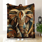 Elephant Flannel Throw Blanket Digital Print Abstract Art Multicolor Hypoallergenic Machine Washable All Season Animal Blanket for Sofa Bed