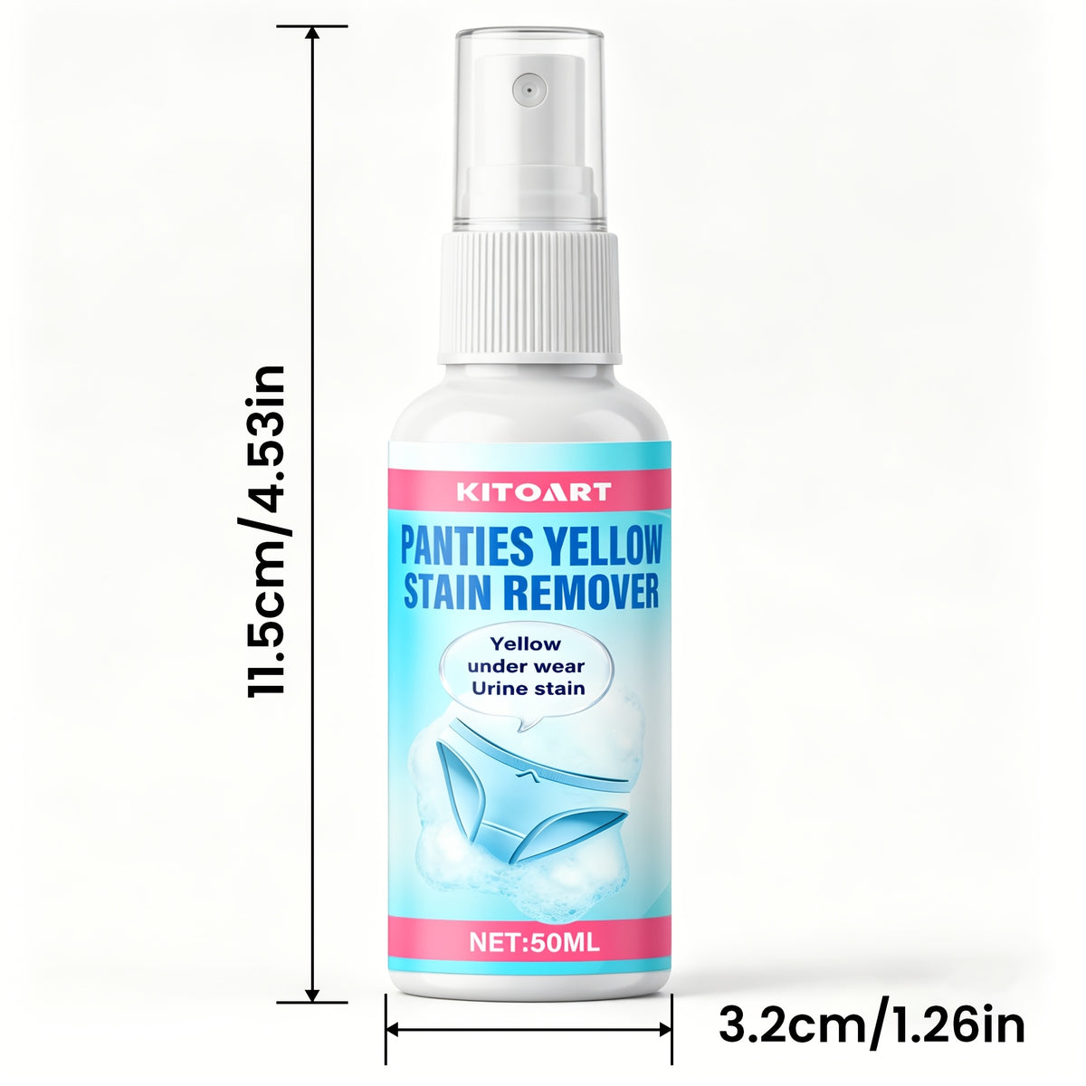 Underwear & Fabric Stain Remover Liquid - Removes Urine, Sweat & Yellowing Stains, Deep Cleans & Deodorizes, Gentle on Delicate Fabrics, Daily Intimate Clothing Care Detergent