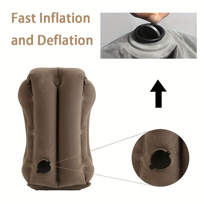 Inflatable Travel Neck Pillow for Airplane, Car & Bus – Portable Head & Lumbar Support Cushion for Sleeping | Prevents Neck & Shoulder Fatigue | Compact & Lightweight | Blue, Black, Gray