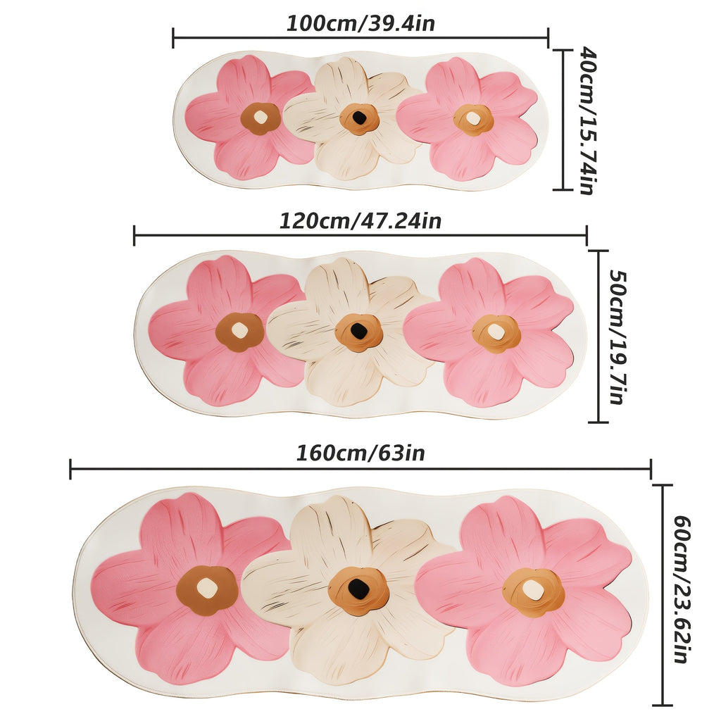 Floral Velvet Non-Slip Rug Runner Soft Fluffy Swan Velvet Floor Mat for Bedroom Living Room Hallway – 3 Colors 3 Sizes Aesthetic Decor