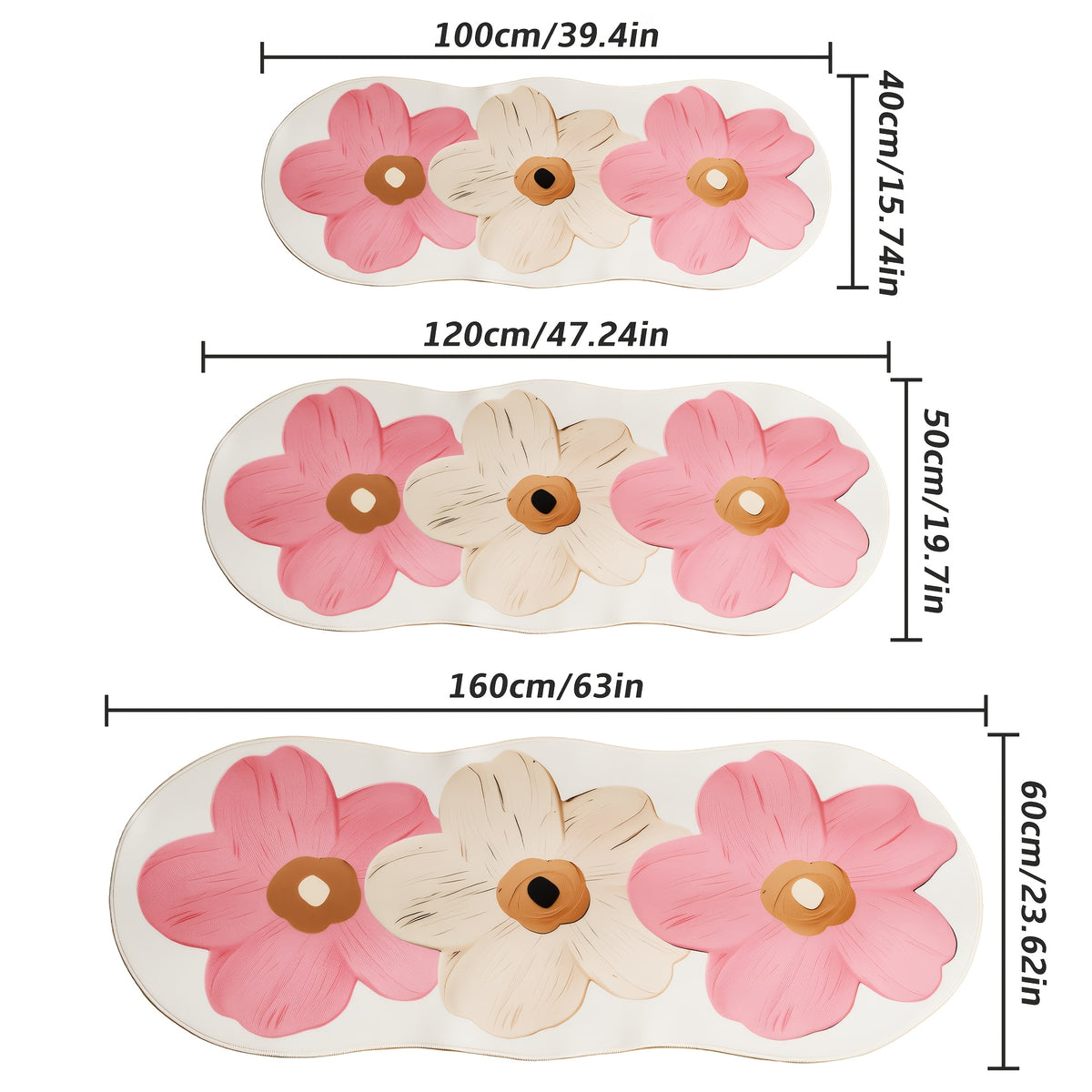 Floral Velvet Non-Slip Rug Runner Soft Fluffy Swan Velvet Floor Mat for Bedroom Living Room Hallway – 3 Colors 3 Sizes Aesthetic Decor